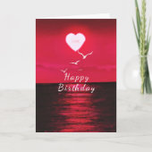 Sea Sunset Love Heart Romantique Carte d'anniversa (Devant)