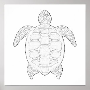 Sea Turtle Adult Coloring Poster