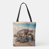 Sea Turtle and Baby Illustration Draagtas (Achterkant)