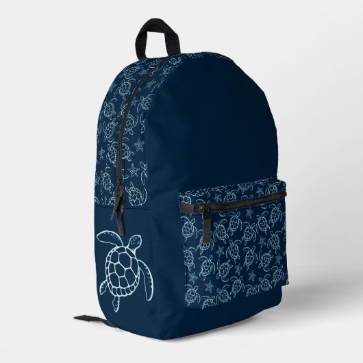 'Sea Turtle Art Pattern' Backpack Bedrukte Rugzak (Achterkant Hoek Links)