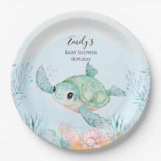 Sea Turtle Baby Shower Paper Plates Papieren Bordje