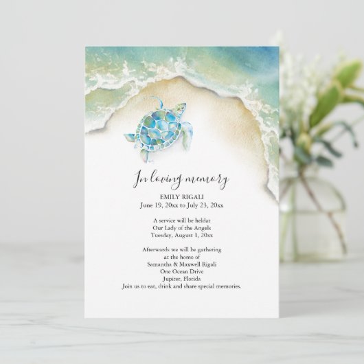 Sea Turtle Celebration of Life Invitations (Debout devant)
