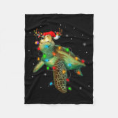 Sea Turtle Christmas Lights Funny Santa Hat Merry Fleece Deken (Voorkant)