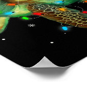 Sea Turtle Christmas Lights Funny Santa Hat Merry Poster (Hoek)