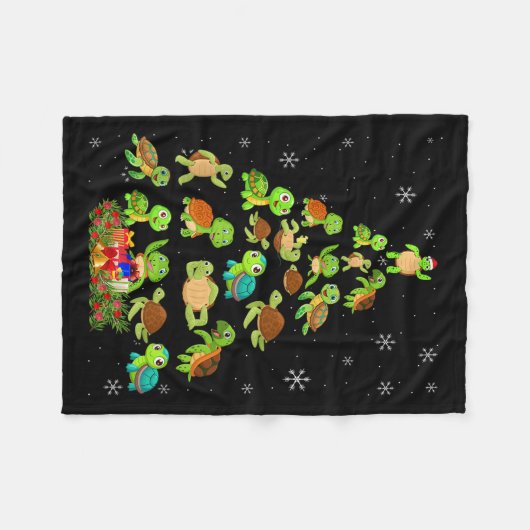 Sea Turtle Christmas Tree Matching Family Xmas Tre Fleece Deken (Voorkant (Horizontaal))