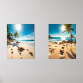 Sea Turtle & Crabs on Tropical Beach – Serene Ocea Muurkunst Sets (Voorkant)