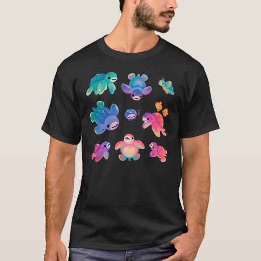 Sea turtle friends retro t-shirt (Voorkant)