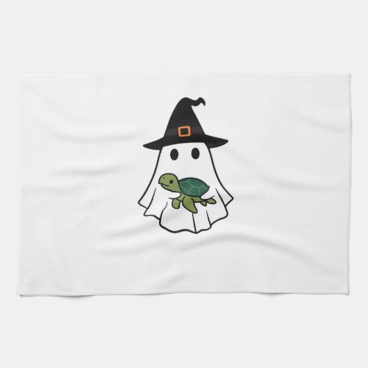 Sea Turtle Halloween Ghost Witch Hat Animal Lovers Theedoek (Horizontaal)