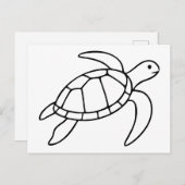 Sea Turtle Line Art – Minimalist Marine Animal Briefkaart (Voorkant / Achterkant)