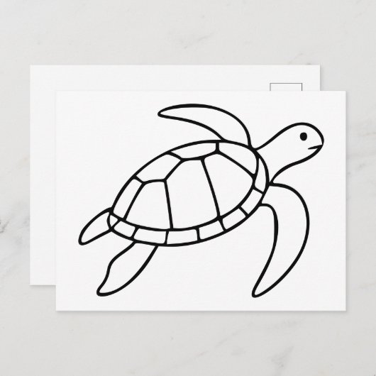 Sea Turtle Line Art – Minimalist Marine Animal Briefkaart (Voorkant / Achterkant)