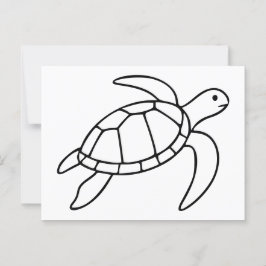 Sea Turtle Line Art – Minimalist Marine Animal Briefkaart