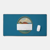 Sea Turtle Ocean Blue Desk Mat (Keyboard & Muis)