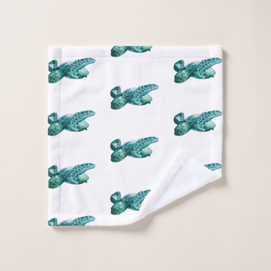 Sea Turtle Ocean Motif Art (Gant de toilette)