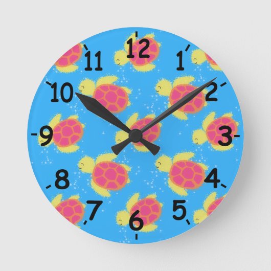 Sea Turtle Pattern With Numbers Ronde Klok (Voorkant)