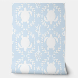 Sea Turtles Coastal White and Light Blue Behang