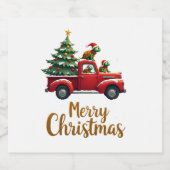 Sea Turtles Driving Christmas Tree Truck Turtle Ch Sparkling Wijnetiket (Enkel label)