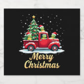 Sea Turtles Driving Christmas Tree Truck Turtle Ch Sparkling Wijnetiket (Enkel label)