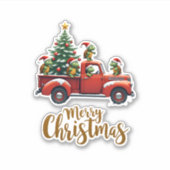 Sea Turtles Driving Christmas Tree Truck Turtle Ch Sticker (Voorkant)