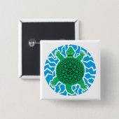 Sea Turtles, Recycling Vierkante Button 5,1 Cm (Voorkant /achterkant)