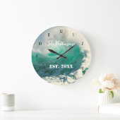 Sea wave personalized family name large clock grote klok (Huis)