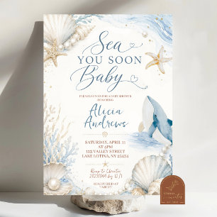 Sea You Soon Baby Oceaan Zomer Uitnodiging