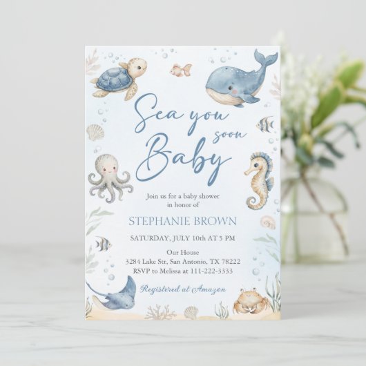 Sea You Soon Baby Shower Invitation (Debout devant)