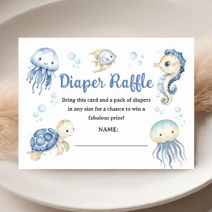 Sea You Soon Baby Shower Jongen Blauwe Luier Raffl Informatiekaartje