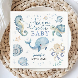 Sea You Soon Baby Shower Jongen Blauwe Oceaan Papi Servet