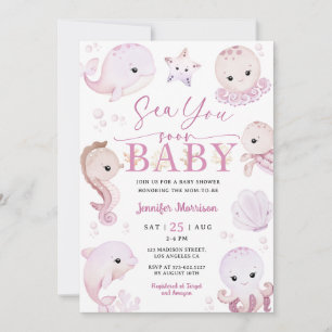 Sea You Soon Baby Shower Meisje Oceaan Dieren Kaart