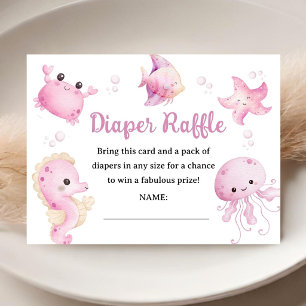 Sea You Soon Baby Shower Meisje Roze Luier Raffle Informatiekaartje