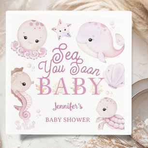 Sea You Soon Baby Shower Meisje Roze Oceaan Servet