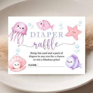 Sea You Soon Baby Shower Roze Oceaan Luier Raffle Informatiekaartje