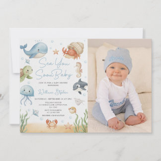 Sea You Soon Baby Under the Sea Photo Baby Shower  Kaart