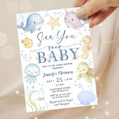 Sea You Soon Boy Baby Shower Cute Ocean Invitation