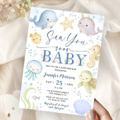 Sea You Soon Boy Baby Shower Cute Ocean Invitation