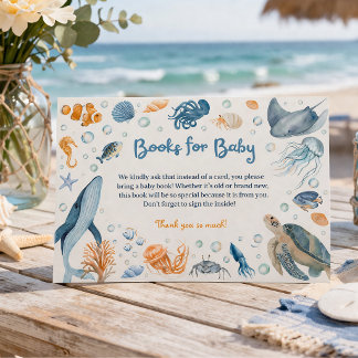 Sea You Soon Coastal Baby Shower Book Request Informatiekaartje