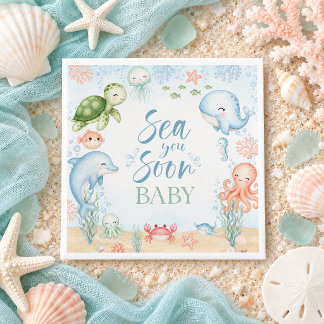 Sea You Soon Oceaan Baby Shower Cocktail Servet