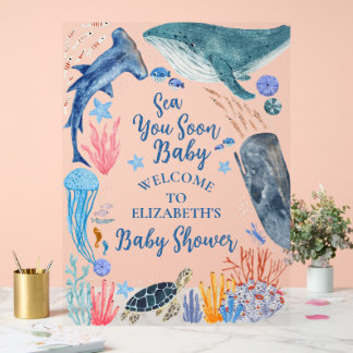 Sea You Soon Ocean Animals Boy Baby Shower Invitat Acryl Bord