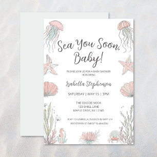 Sea You Soon Schattige Kust Hand Getekende Baby Sh Kaart