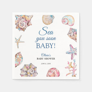 Sea You Soon Seashell Baby Shower Servet