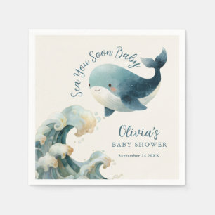 Sea You Soon Walvis Oceaan Ivoor Baby Shower Servet