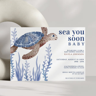 Sea You Soon Watercolor Onder de Zee Baby Shower Kaart
