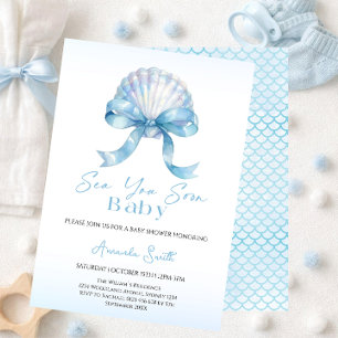 Sea You Soon zeeschelp baby shower Kaart