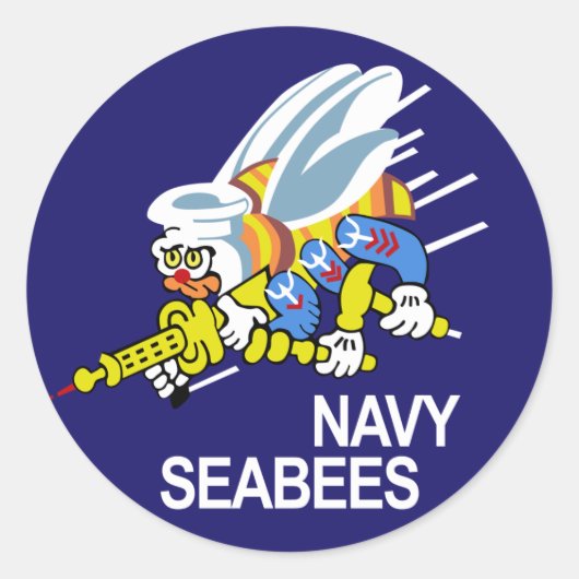 Seabees NAVY Ronde Sticker (Voorkant)
