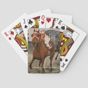 Seabiscuit verslaat oorlogsadmiraal in klassieke r pokerkaarten