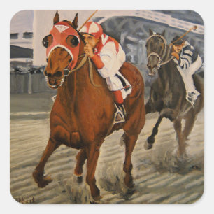 Seabiscuit verslaat Wedstrijdrace van War Admiral Vierkante Sticker
