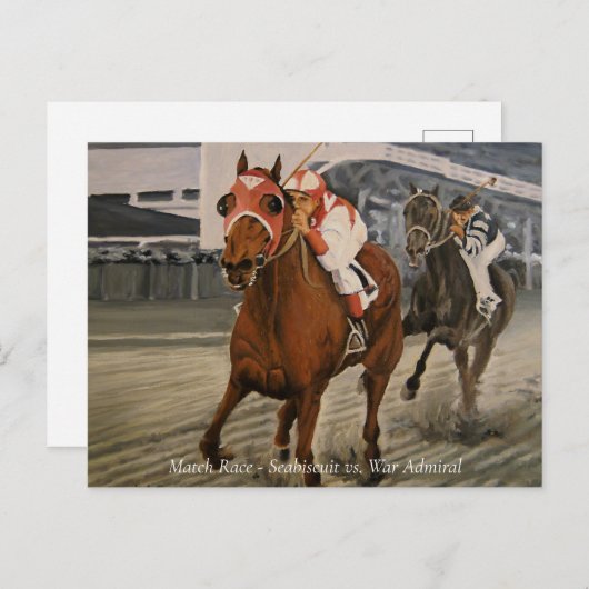 Seabiscuit vs War Admiral Horse Race Briefkaart (Voorkant / Achterkant)
