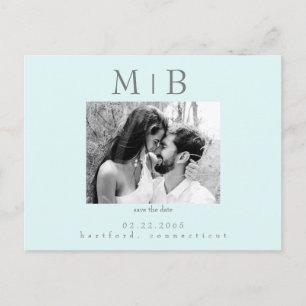 Seafoam B/W Paar Foto Bruiloft Save the Date Briefkaart