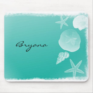 Seafoam Blauwgroen Beach Ocean Sea Shells Muismat