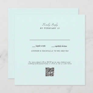 Seafoam Bruiloft QR Code RSVP Platte Kaart